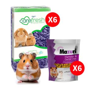 Pack Julio: 6 Mazuri Hamster 350GR + 6 Carefresh Purpura